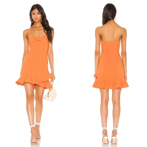 REVOLVE LIKELY Reyn Halter-Neck Dress Mandarin Orange Sun Size 10 - Picture 2 of 16